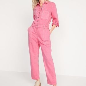 Pink Denim Jumpsuit | M